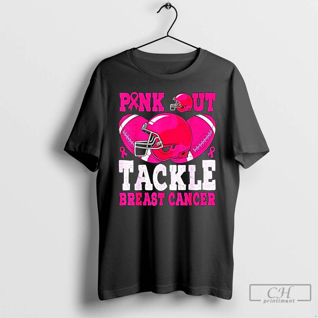 Premium Football Pink Out Tackle Breast Cancer T Shirts
