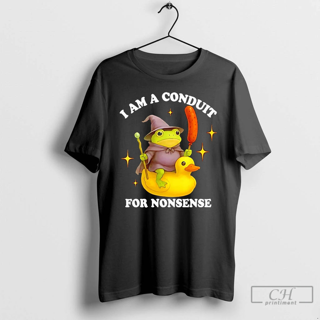Premium Frog Wizard Riding Duck I Am A Conduit For Nonsense T Shirts