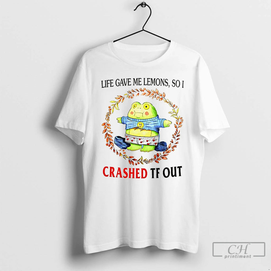 Premium Funny Frog Meme Life Gave Me Lemons So I Crashed Tf Out T Shirts