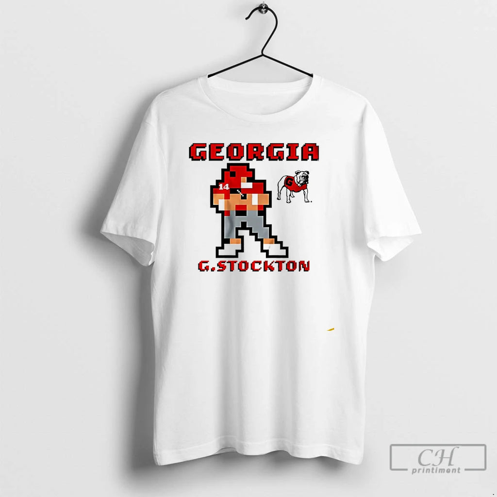 Premium Georgia Bulldogs Football Gunner Stockton Pixel T Shirts