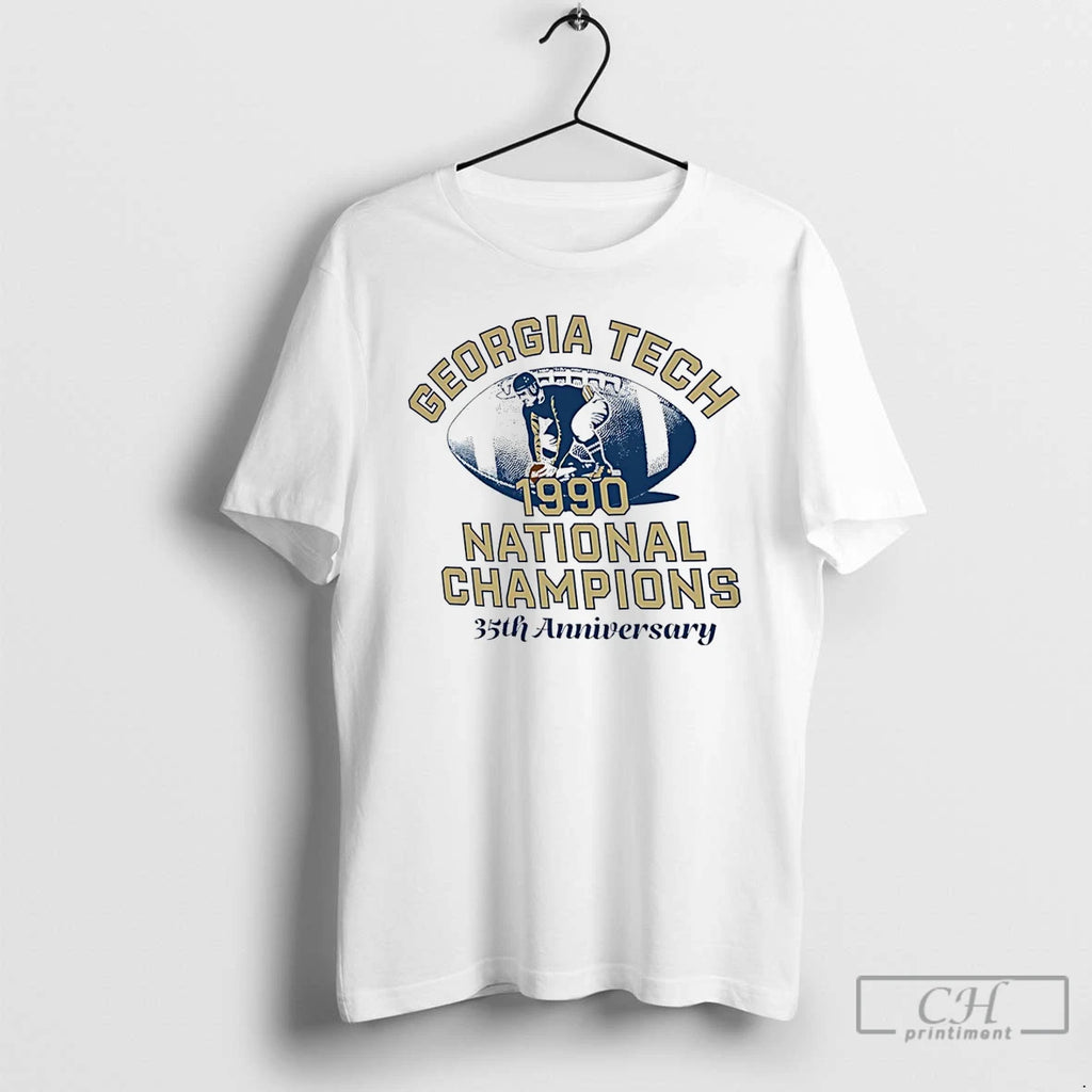 Premium Georgia Tech Yellow Jackets 1990 National Champions 35th Anniversary T Shirts