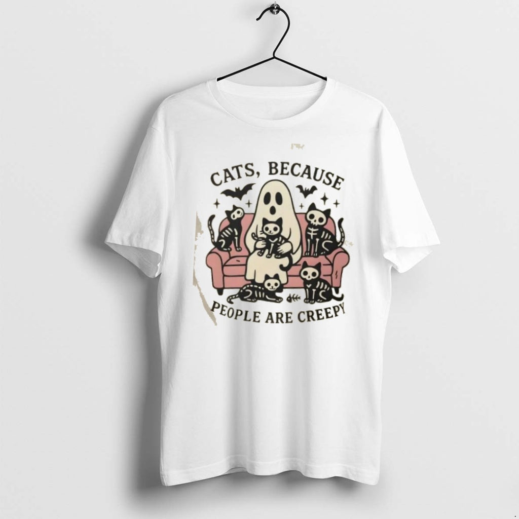 Ghost And Cats Because People Are Creepy Halloween T Shirts