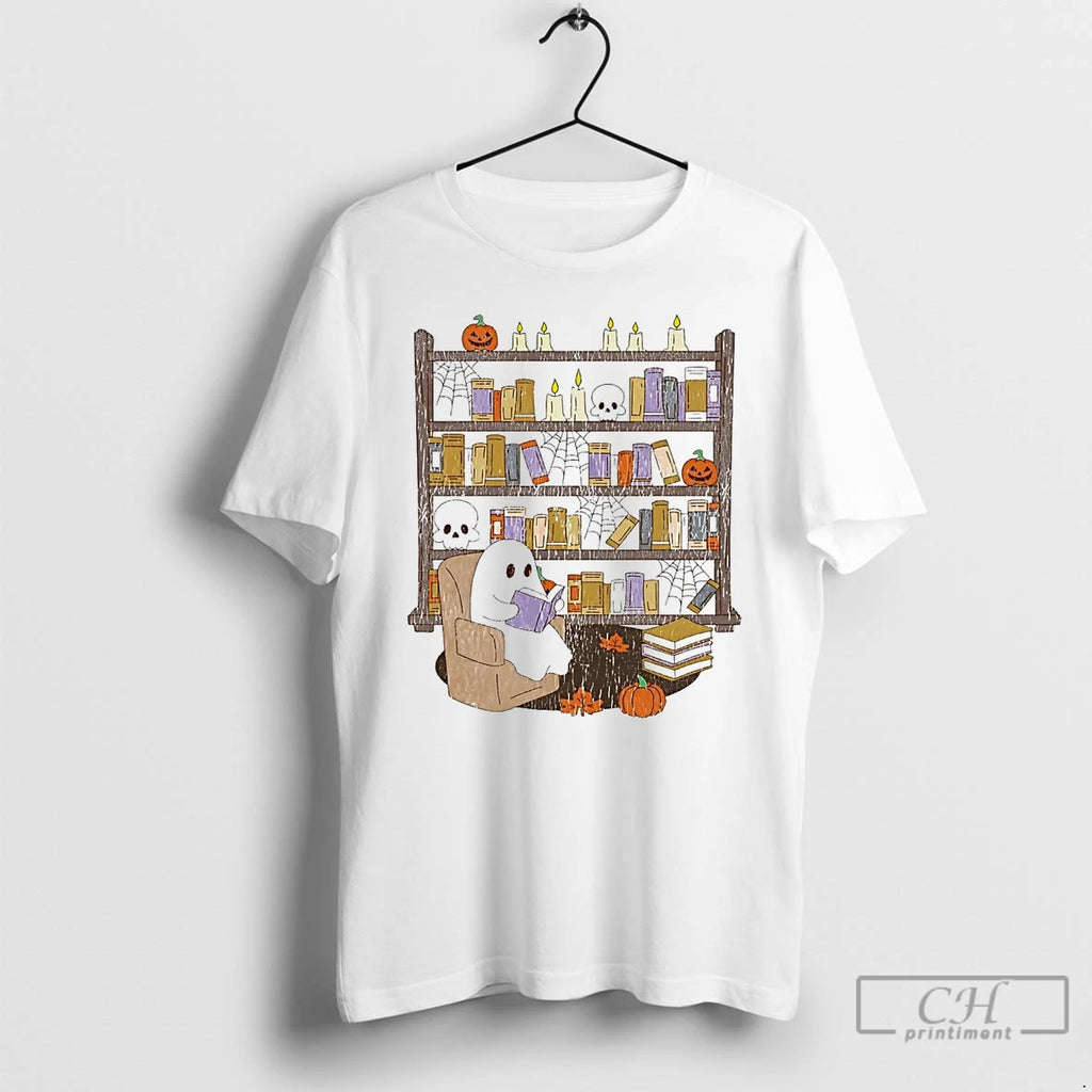 Premium Ghost Library Spiderweb Halloween T Shirts