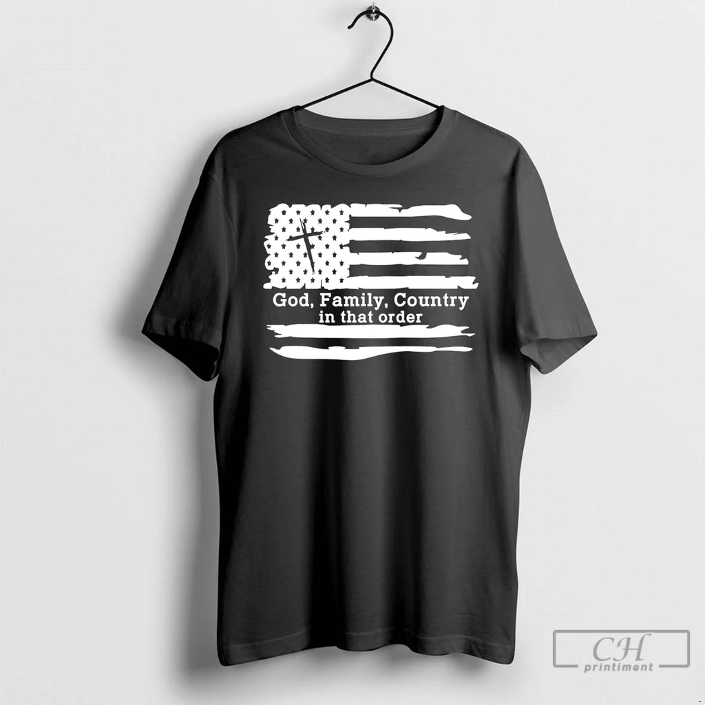 Premium God Family Country In That Order 2025 Usa Flag T Shirts