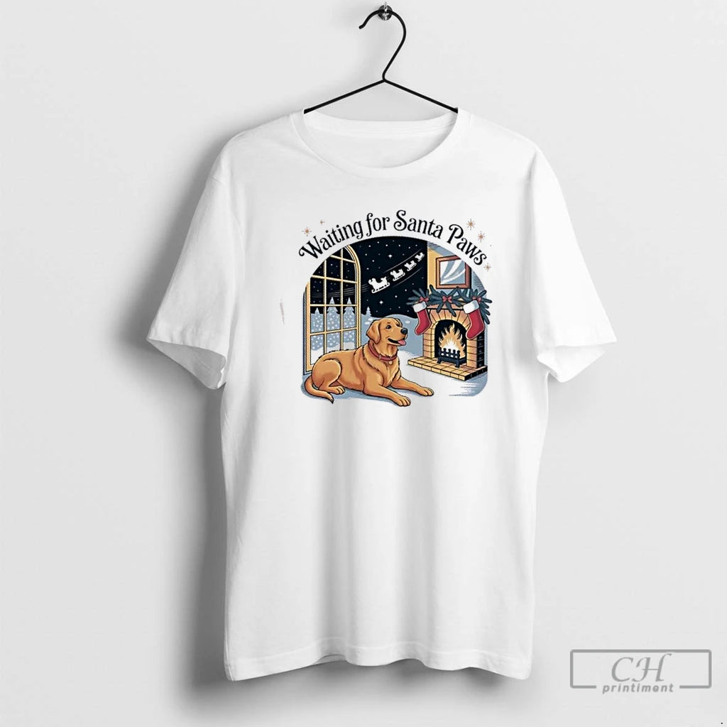 Premium Golden Dog Retriever Santa Paws Christmas T Shirts