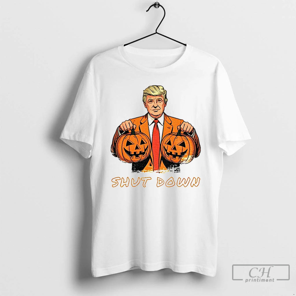 Premium Government Shutdown Halloween Donald Trump Pumpkin T Shirts