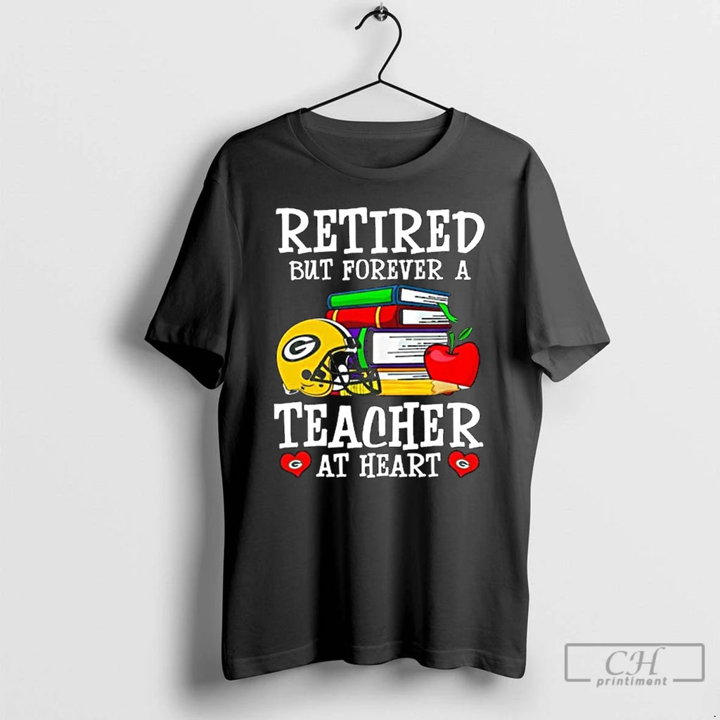 Premium Green Bay Packers Retired But Forever A Teacher At Heart Long Sleve T Shirts