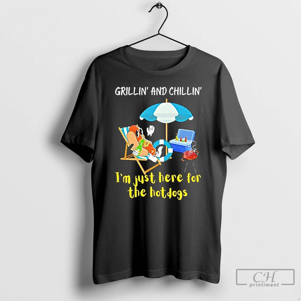 Premium Grillin And Chillin Funny Hotdog T Shirts