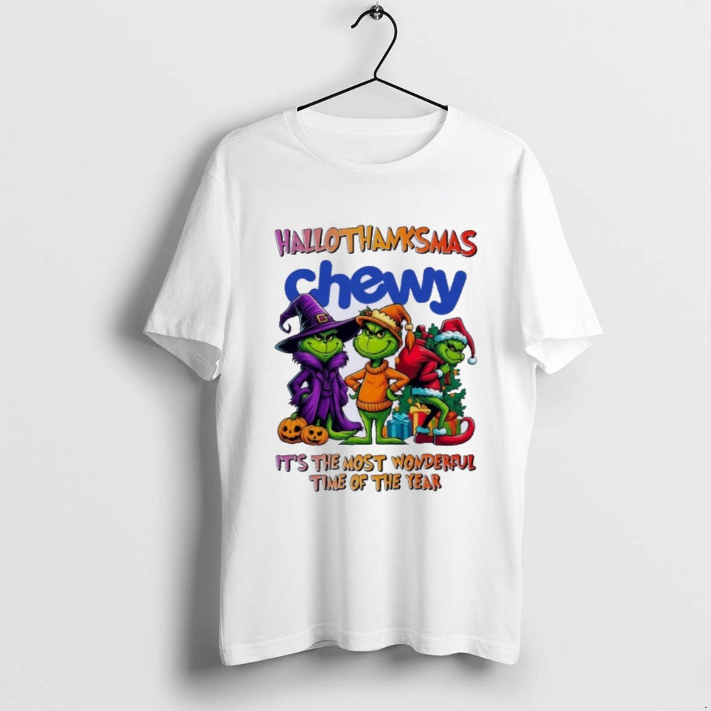 Premium Grinch X Chewy Hallothanksmas Its The Most Wonderful Time Of The Year T Shirts