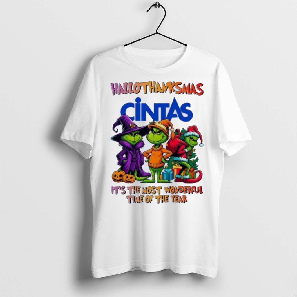Premium Grinch X Cintas Hallothanksmas Its The Most Wonderful Time Of The Year T Shirts