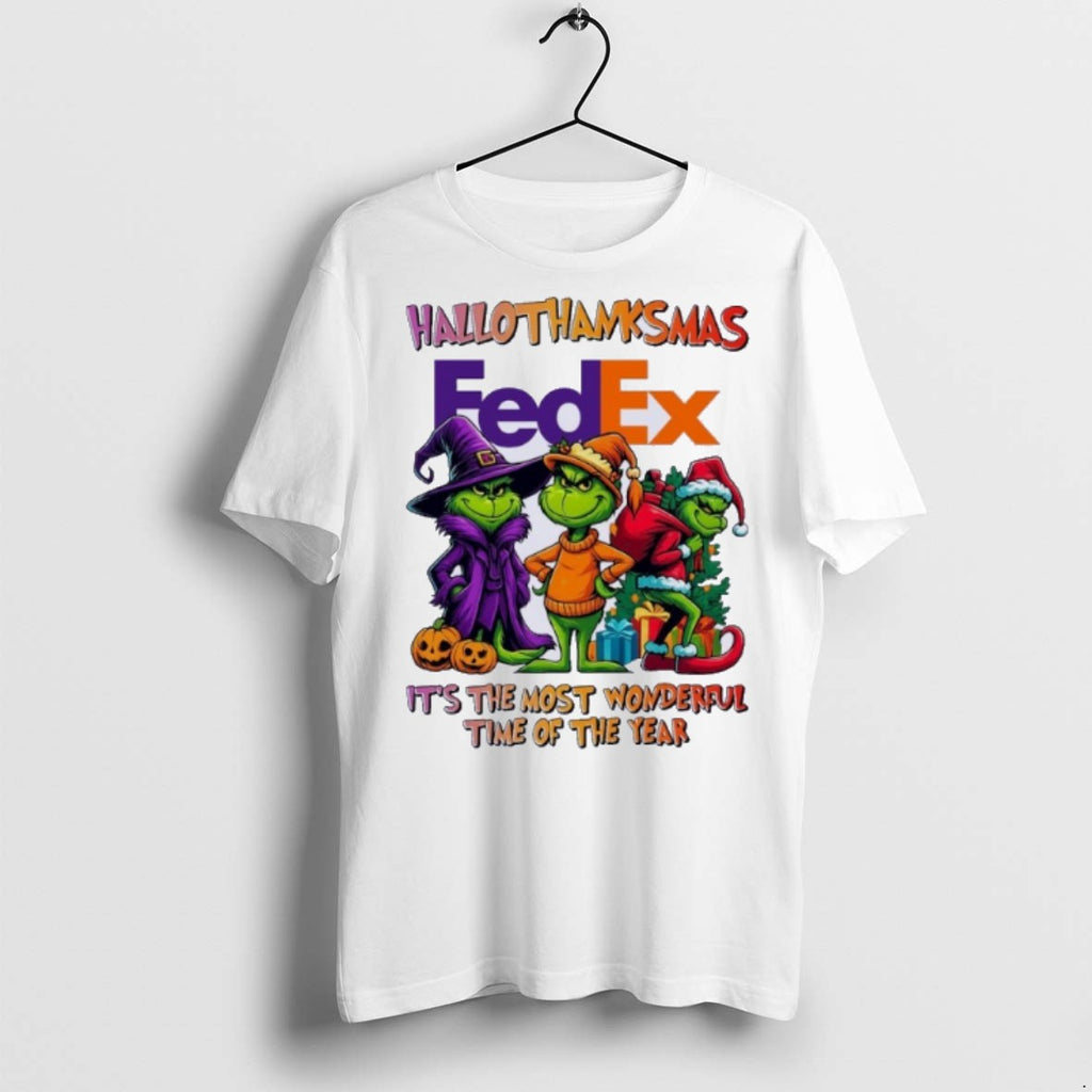 Premium Grinch X Fedex Hallothanksmas Its The Most Wonderful Time Of The Year T Shirts