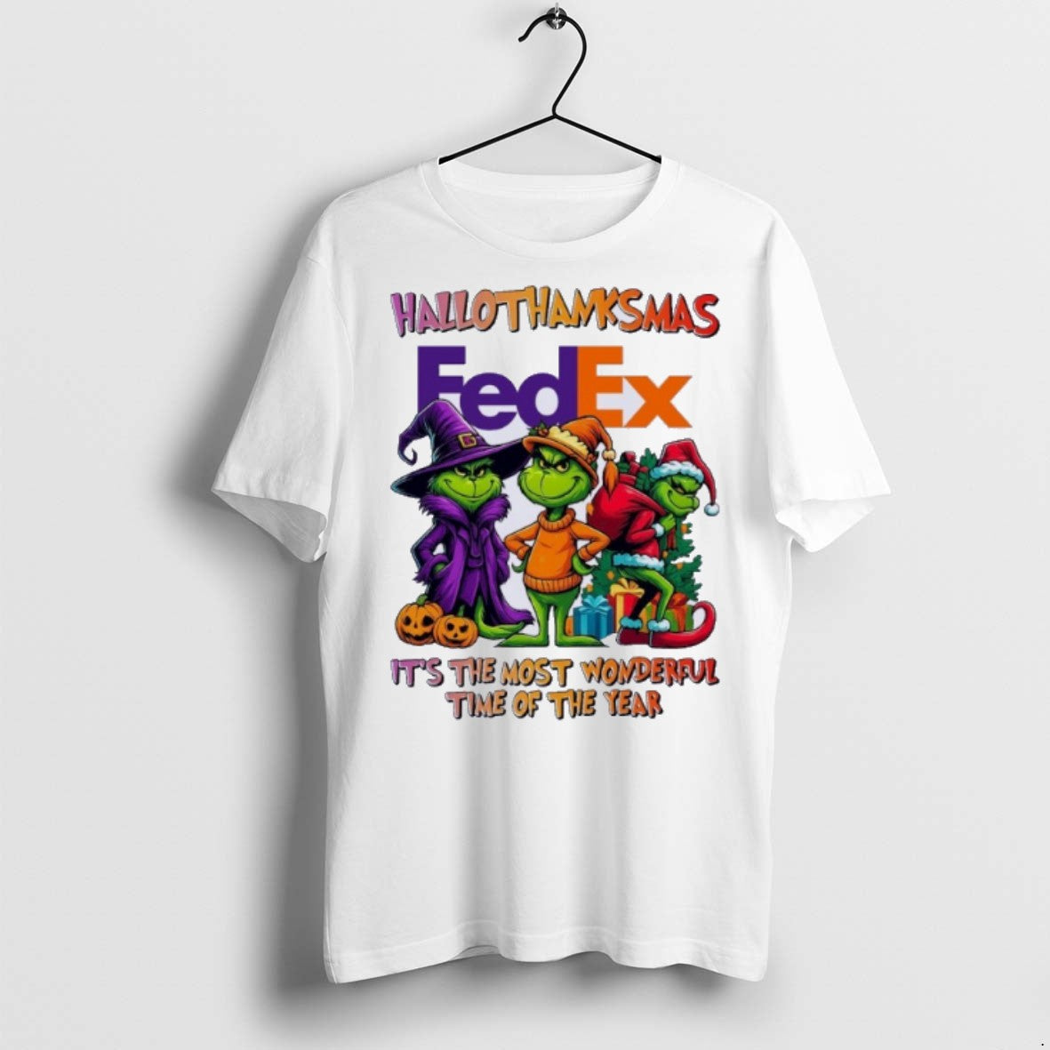 Premium Grinch X Fedex Hallothanksmas Its The Most Wonderful Time Of The Year T Shirts