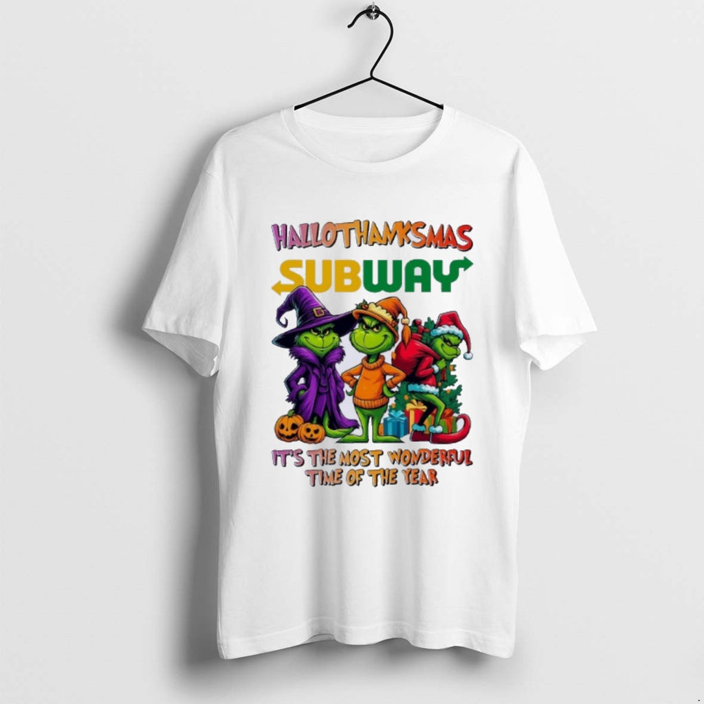 Premium Grinch X Subway Hallothanksmas Its The Most Wonderful Time Of The Year T Shirts