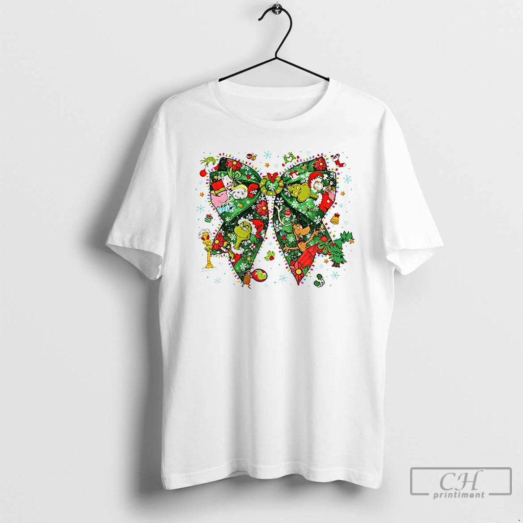 Premium Grinch Bow Christmas Season Xmas Day 2025 T Shirts
