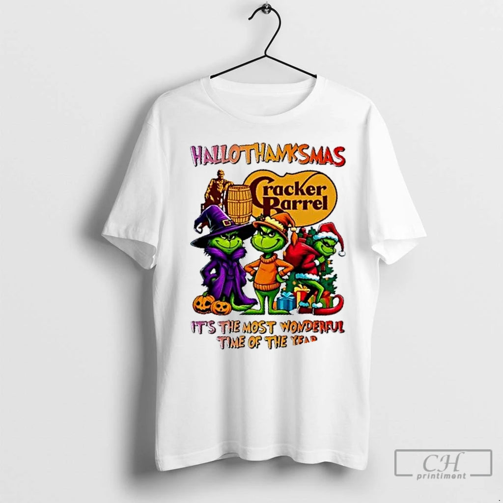 Premium Grinch X Cracker Barrel Its The Most Wonderful Time Of The Year Happy Hallothanksmas