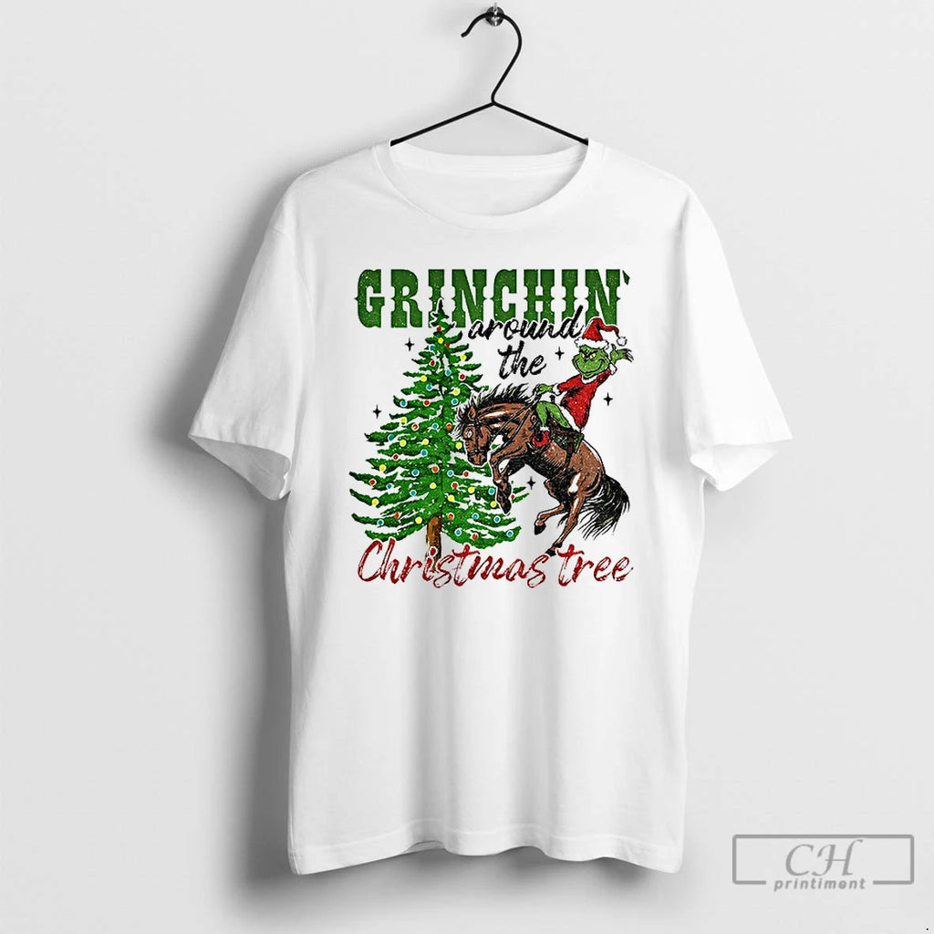 Premium Grinchin Around The Christmas Tree Christmas 2025 T Shirts