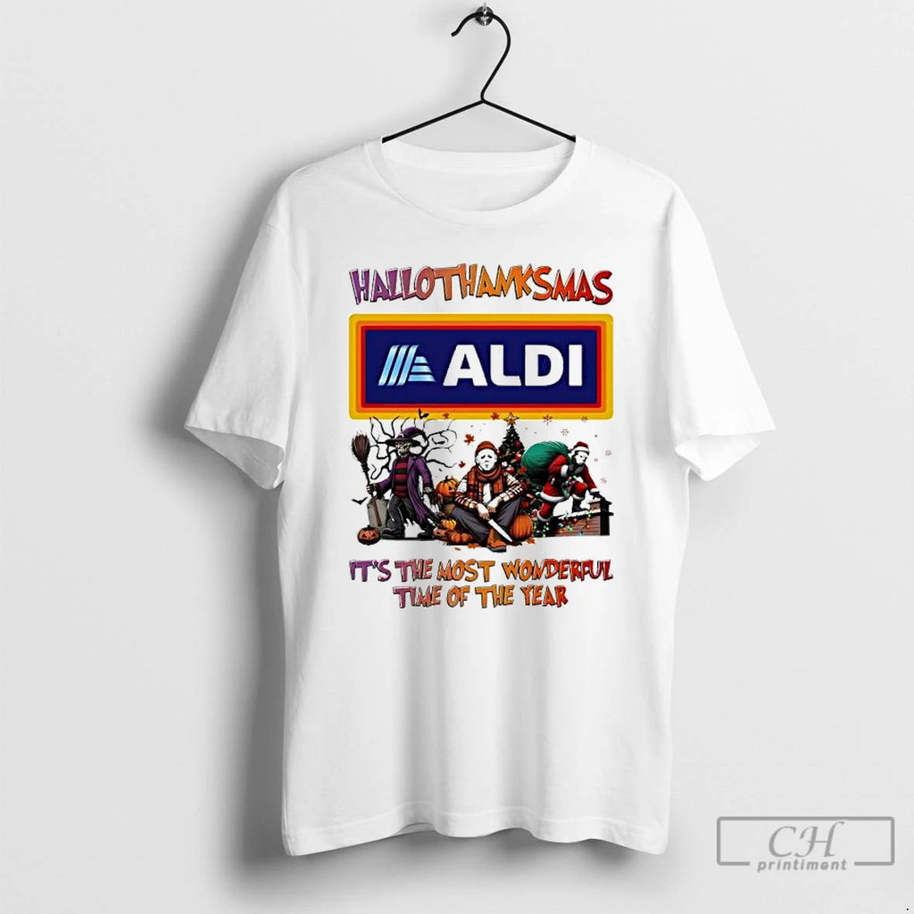Premium Hallothanksmas Characters Vs Aldi Logo Its The Most Wonderful Time Of The Year