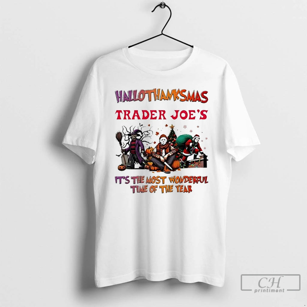 Premium Hallothanksmas Characters Vs Trader Joes Logo Its The Most Wonderful Time Of The Year