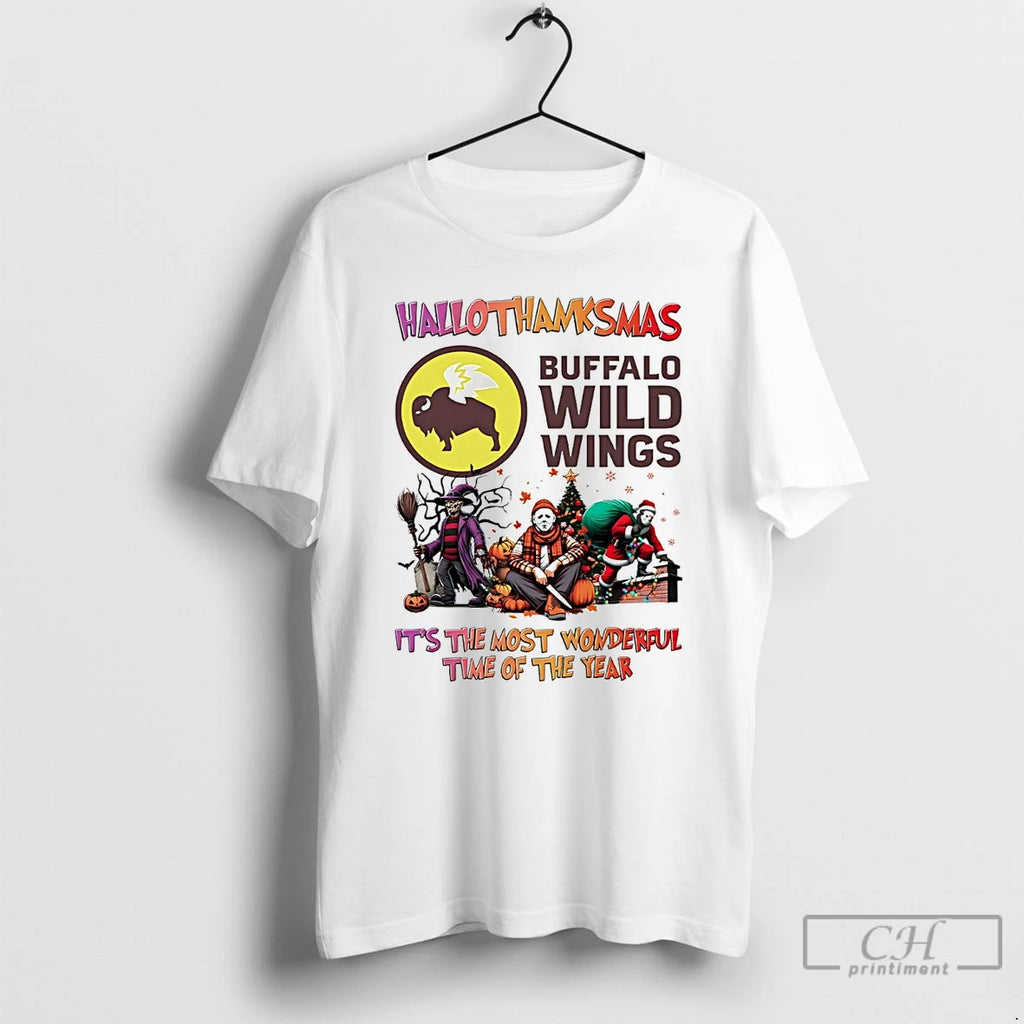 Premium Horror Movies Buffalo Wild Wings Hallothanksmas Its The Most Wonderful Time T Shirts