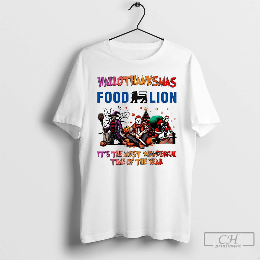Premium Horror Movies Food Lion Hallothanksmas Its The Most Wonderful Time T Shirts