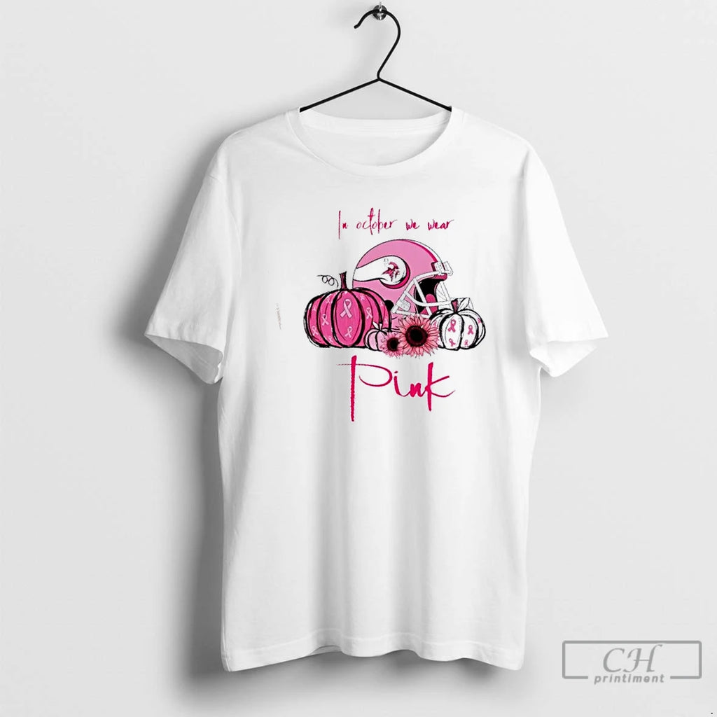 Premium In October We Wear Pink Minnesota Vikings Football Helmet T Shirts