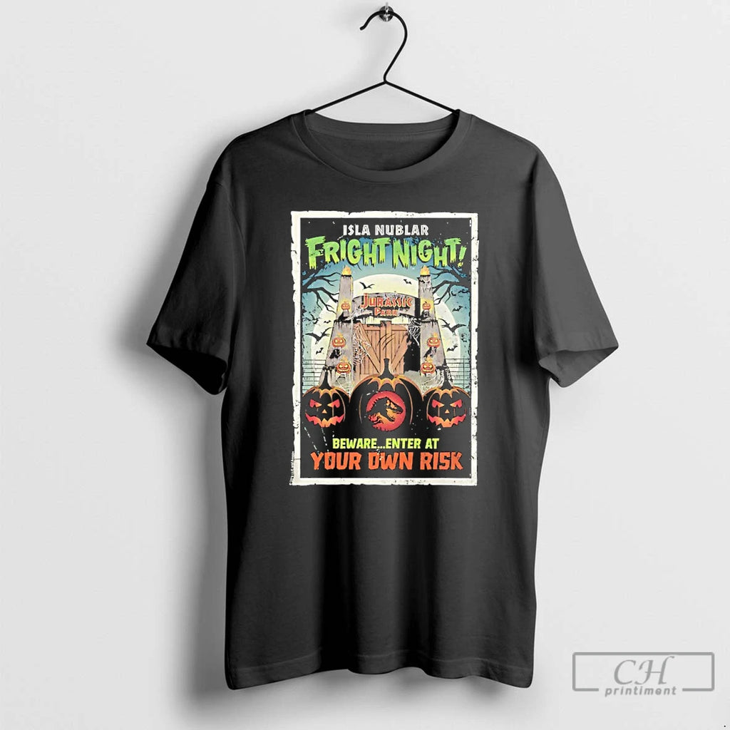 Premium Isla Nublar Fright Night Beware Enter At Your Own Risk Halloween T Shirts