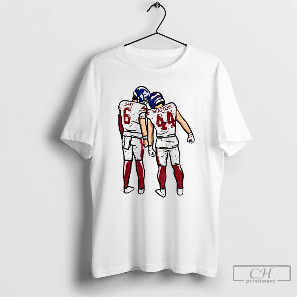 Premium Jaxson Dart Cam Skattebo New York Football Players Pose T Shirts