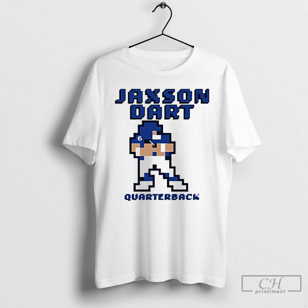 Premium Jaxson Dart New York Giants Quarterback Pixel T Shirts