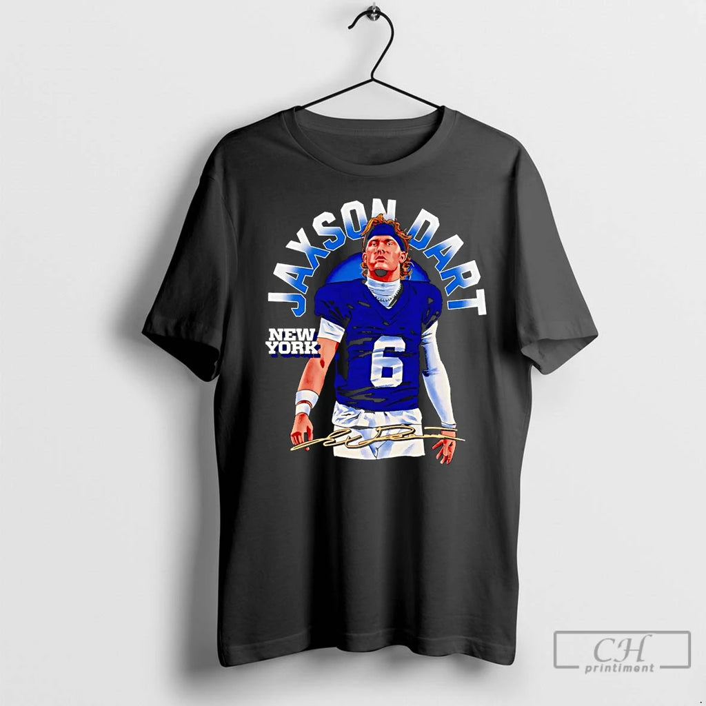 Premium Jaxson Dart Portrait Signature New York Giants