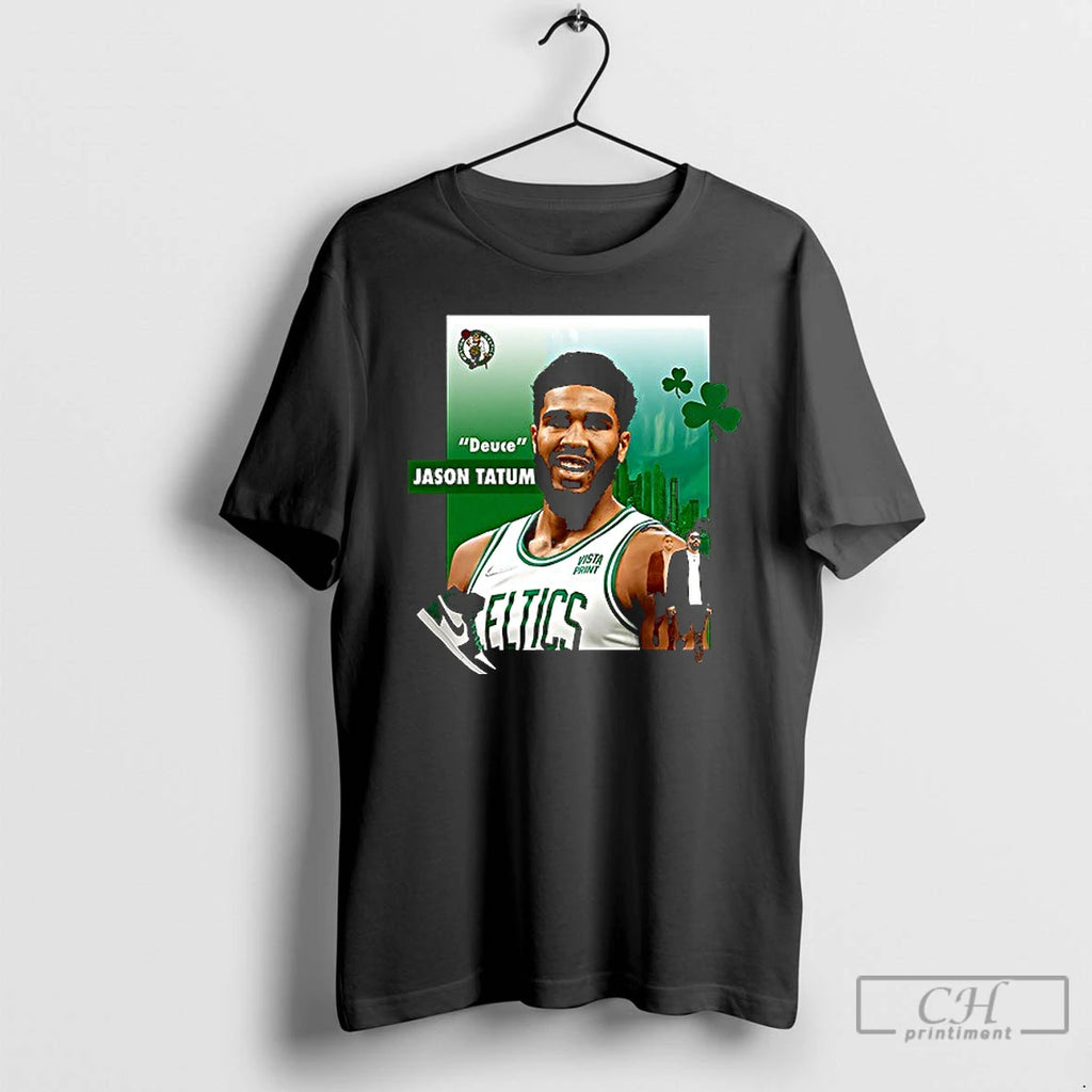 Premium Jayson Tatum Deuce Boston Celtics Collage Court And Off Graphic 1 Sided T Shirts