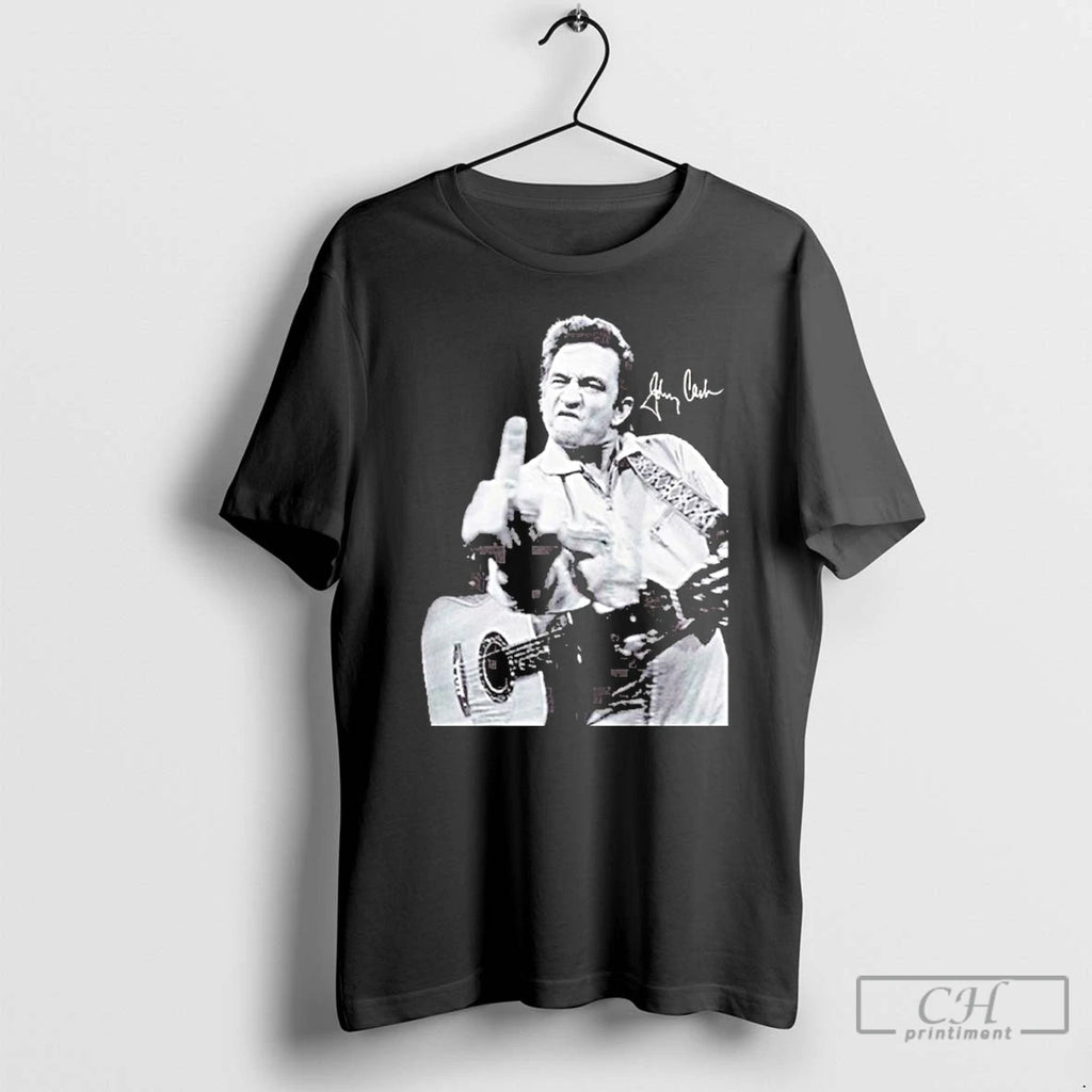 Premium Johnny Cash Middle Finger Signature T Shirts