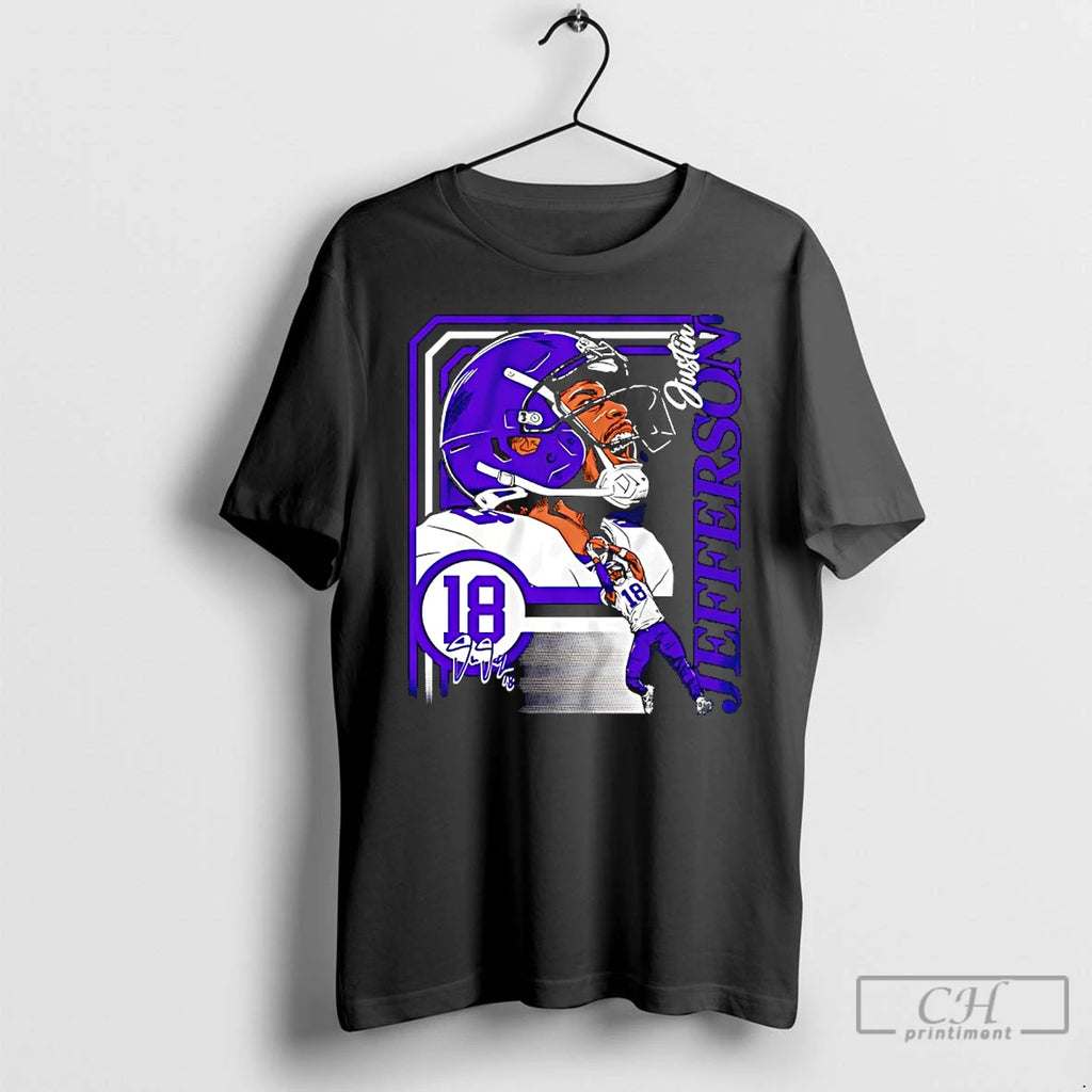 Premium Justin Jefferson 18 Minnesota Vikings Collage Frame Signature T Shirts