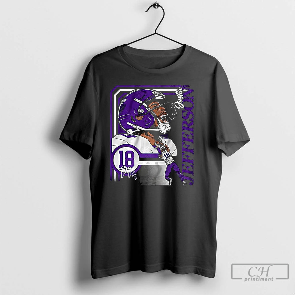 Premium Justin Jefferson Minnesota Vikings Football Collage Frame Number 18 Signature T Shirts