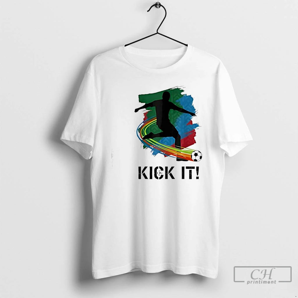 Premium Kick It Soccer Player Silhouette Graphic T Shirts