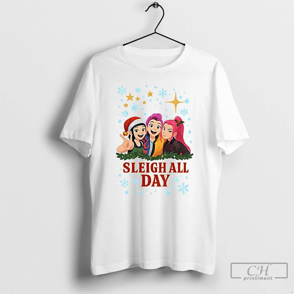 Premium Kpop Demon Hunter Huntrix Sleigh All Day Holiday Christmas T Shirts