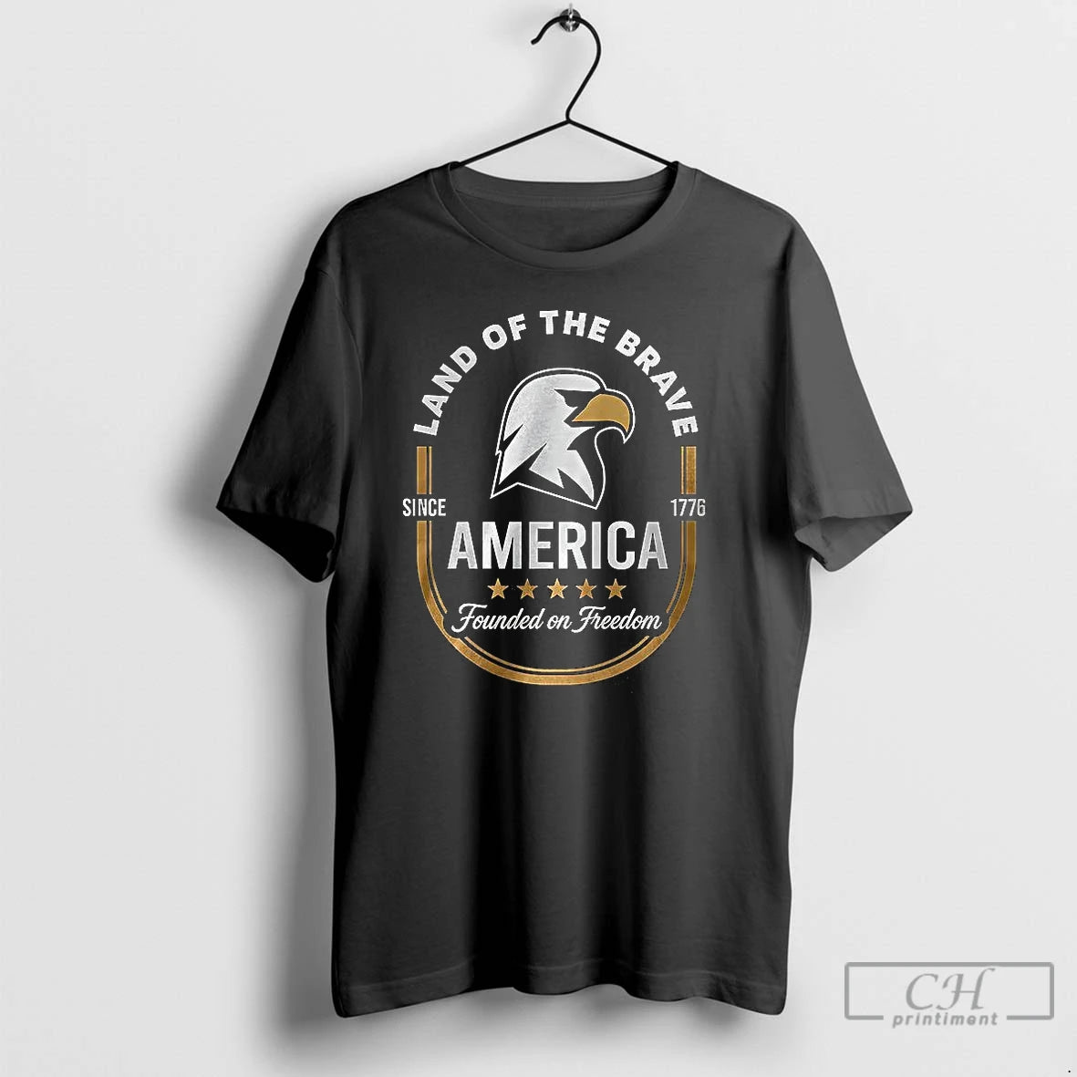 Premium Land Of The Brave America Founded On Freedom Since 1776 Logo T Shirts