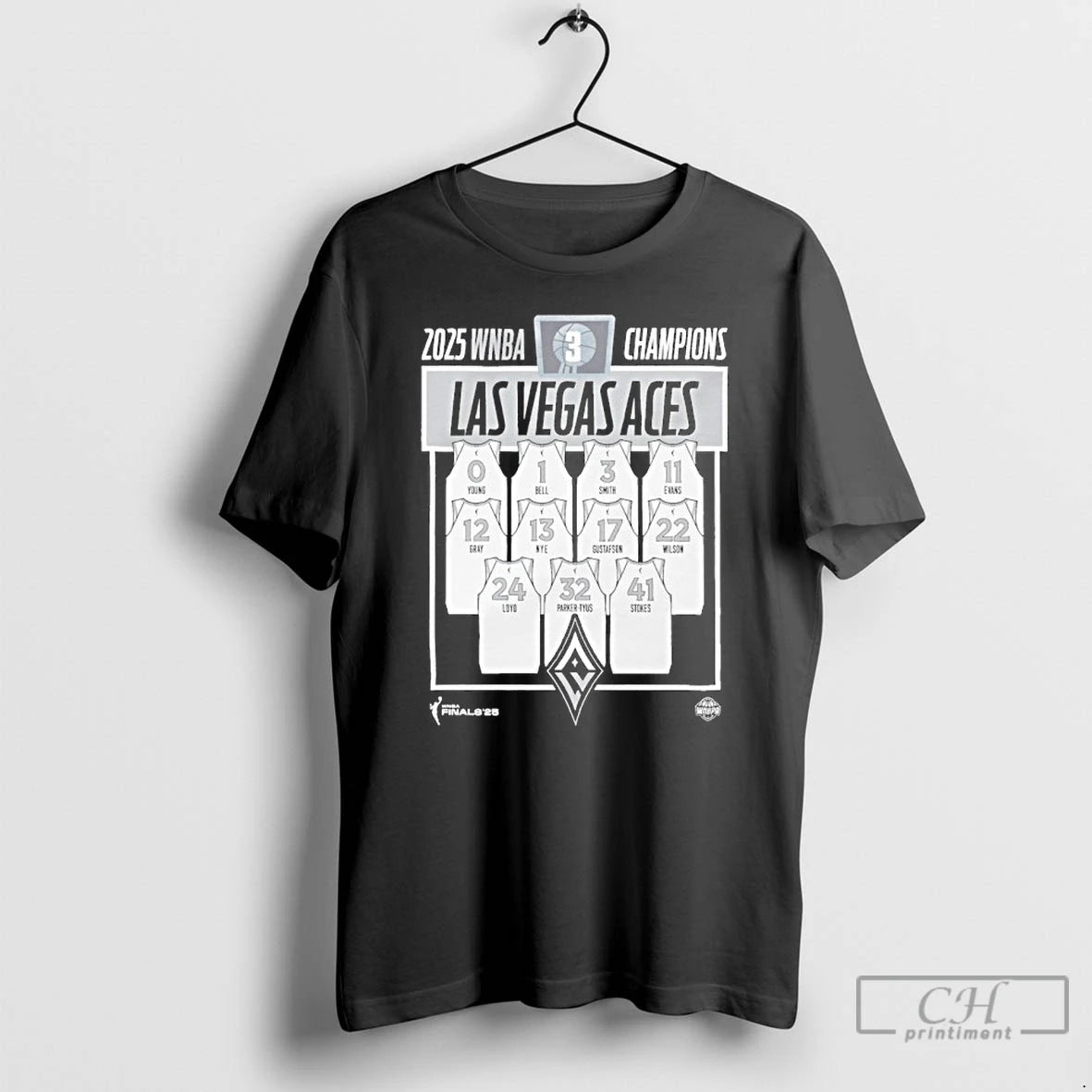 Premium Las Vegas Aces 2025 Wnba Finals Champions Jersey Roster T Shirts