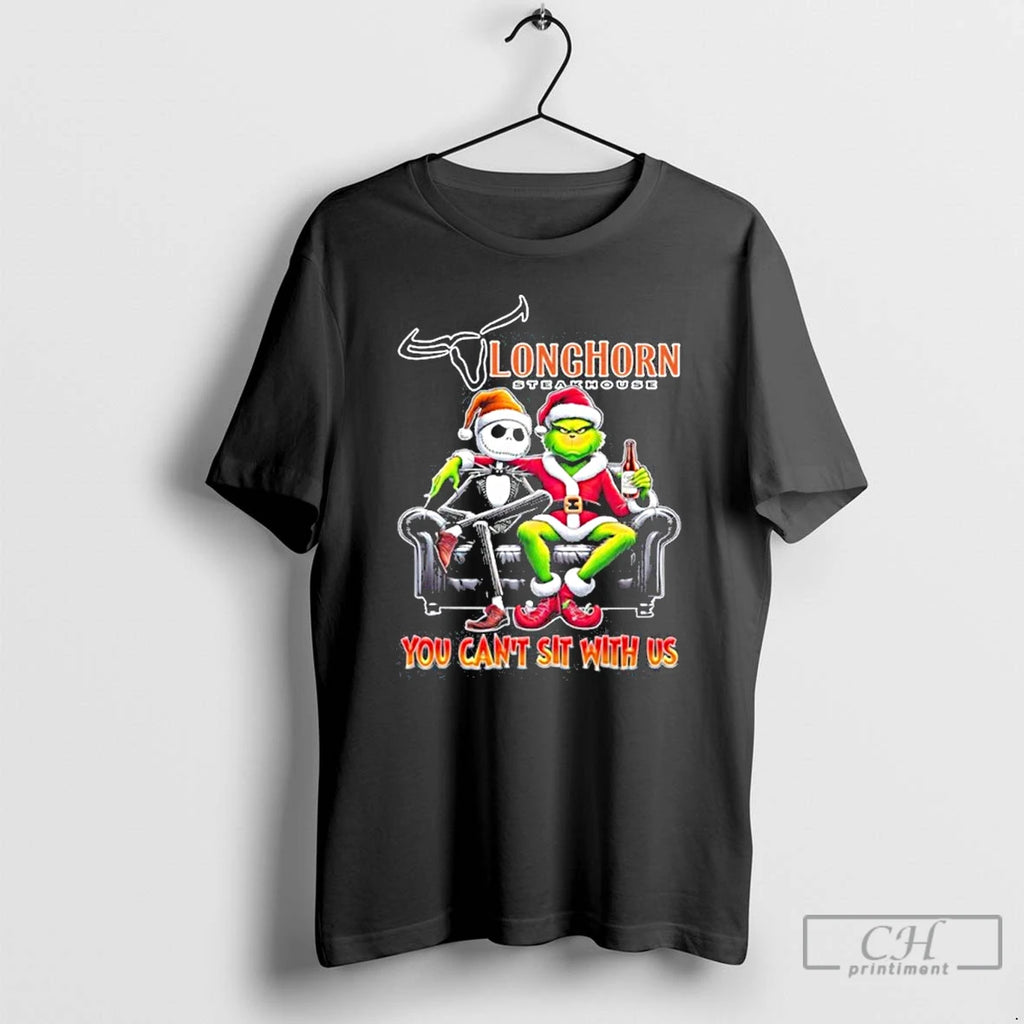 Premium Longhorn Logo Santa Jack And Grinch You Cant Sit With Us T Shirts