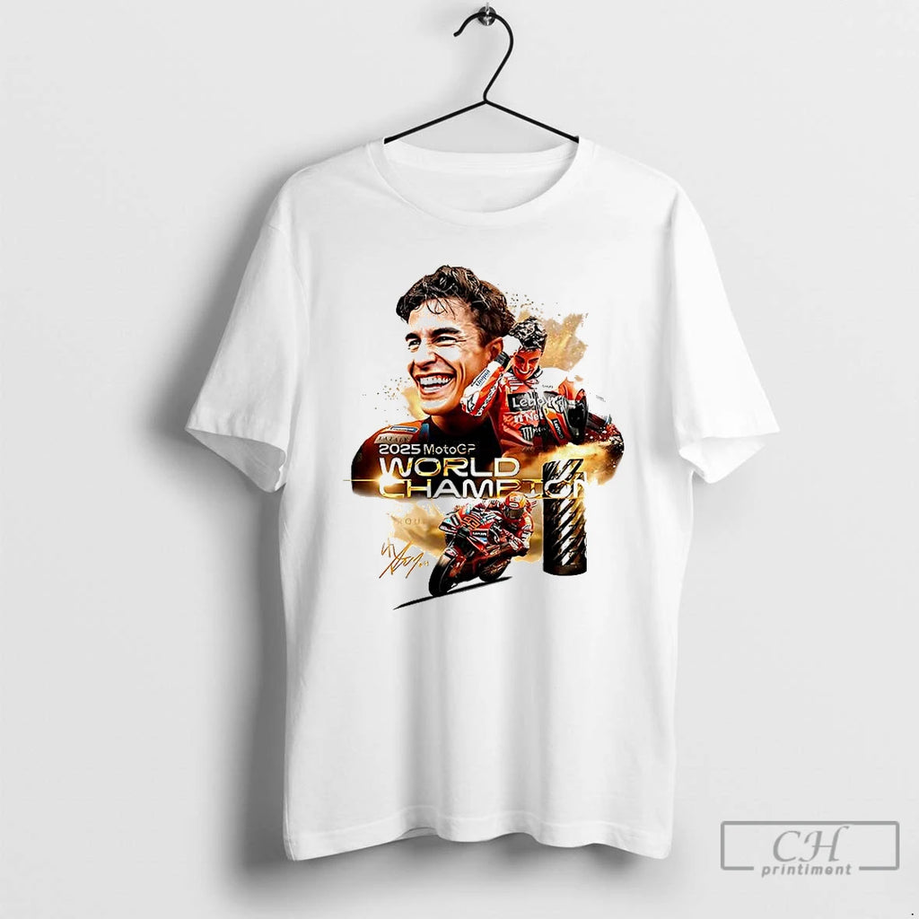 Premium Marc Marquez Ducati Lenovo Team Motogp 2025 World Champhions Grand Prix Signature T Shirts