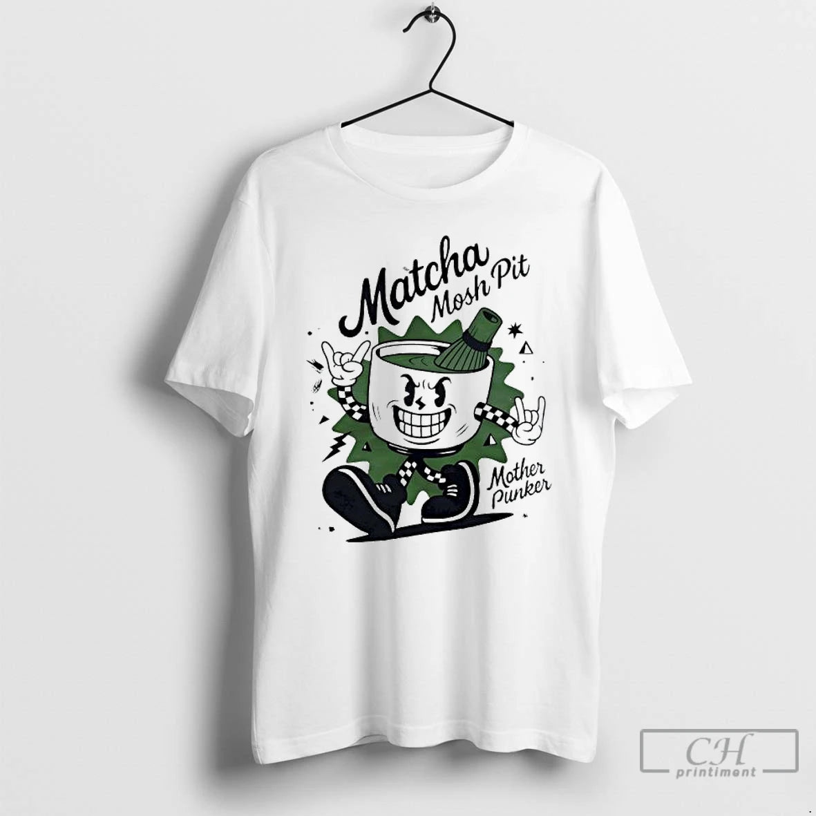 Premium Matcha Mosh Pit Mother Punker Graphic T Shirts