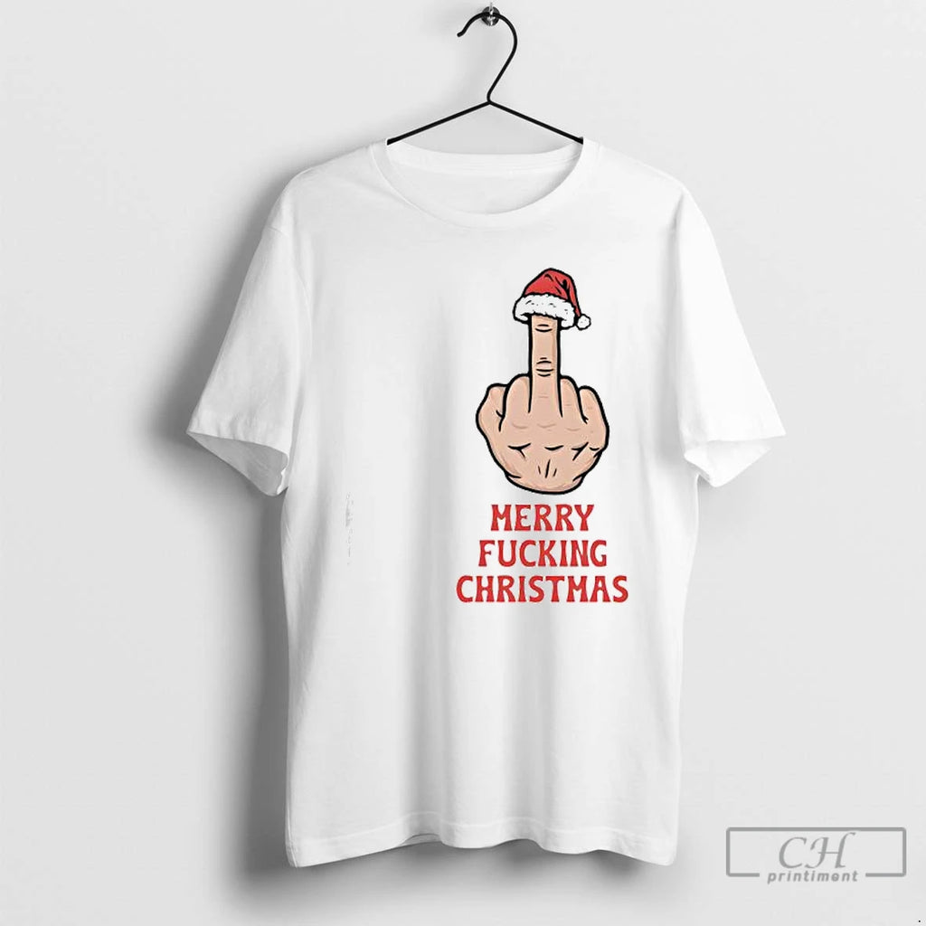 Premium Merry Fucking Christmas Middle Finger T Shirts