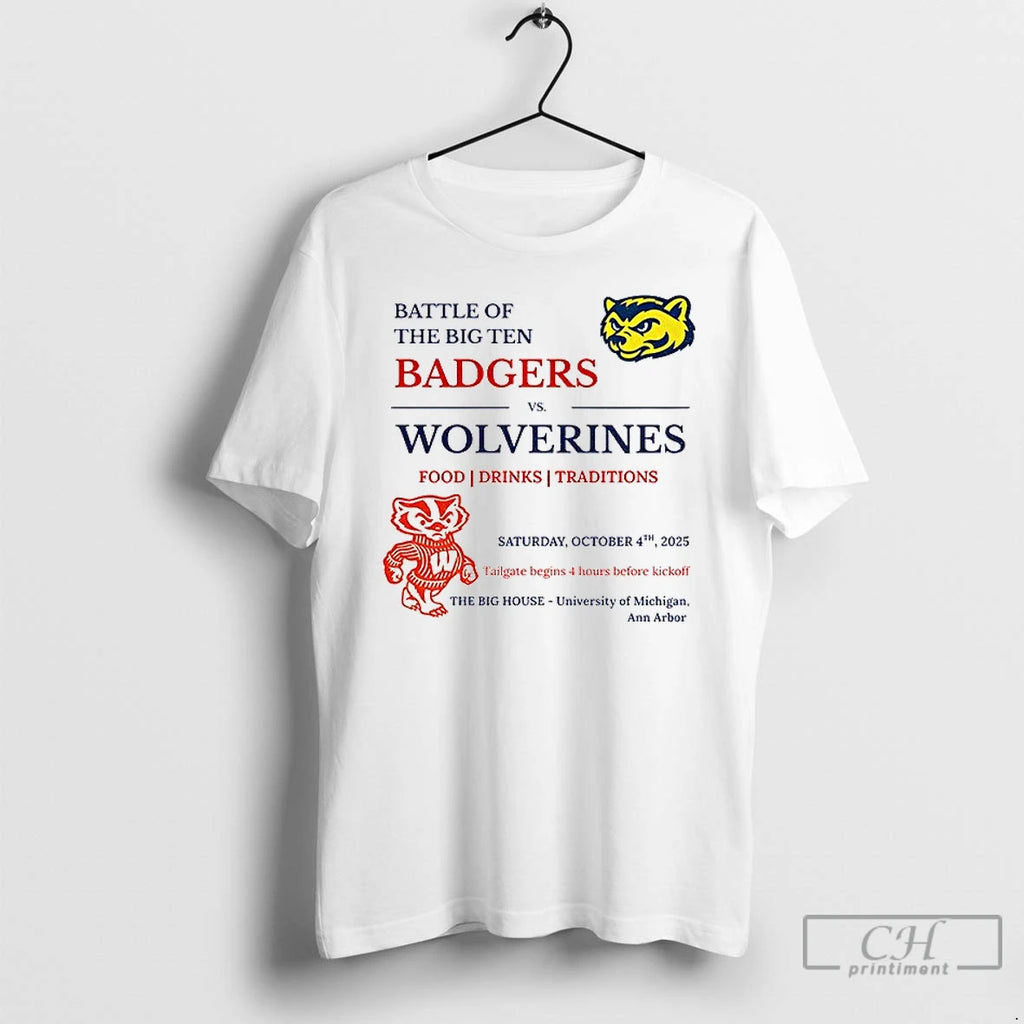 Premium Michigan Wolverines Vs Wisconsin Badgers Battle Of Big Ten Football Game Flyer T Shirts