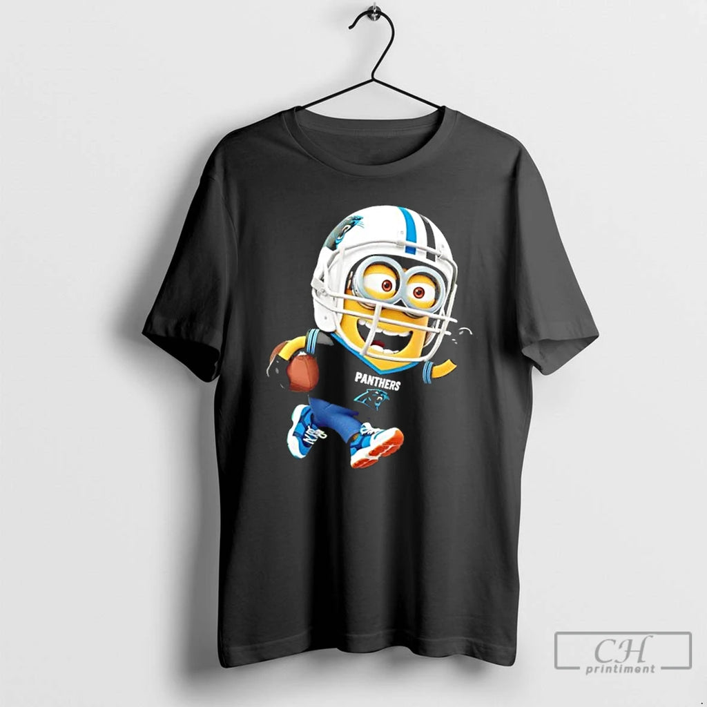 Premium Minions Is Holding A Ball And Smiling At Carolina Panthers T Shirts