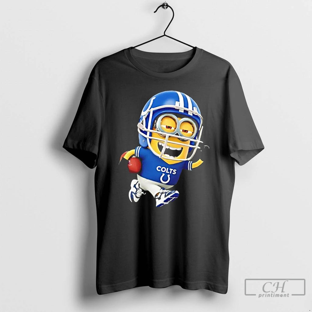 Premium Minions Is Holding A Ball And Smiling At Indianapolis Colts Fans T Shirts