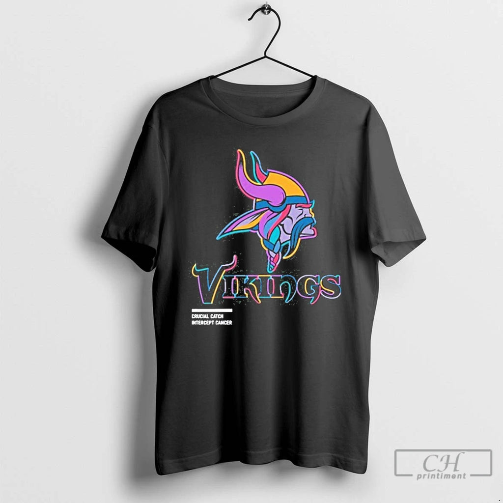 Premium Minnesota Vikings Logo Crucial Catch Intercept Cancer T Shirts