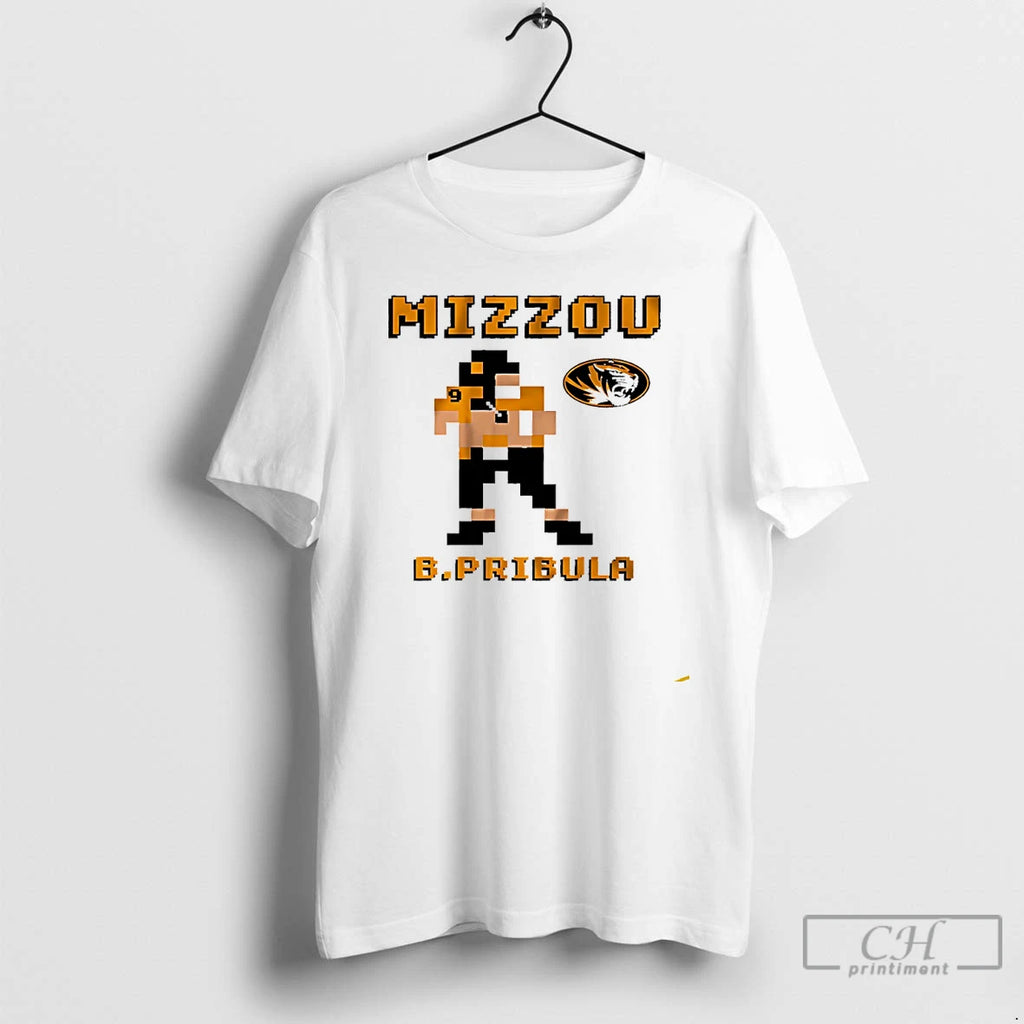 Premium Missouri Tigers Football Beau Pribula Retro Baller Pixel T Shirts