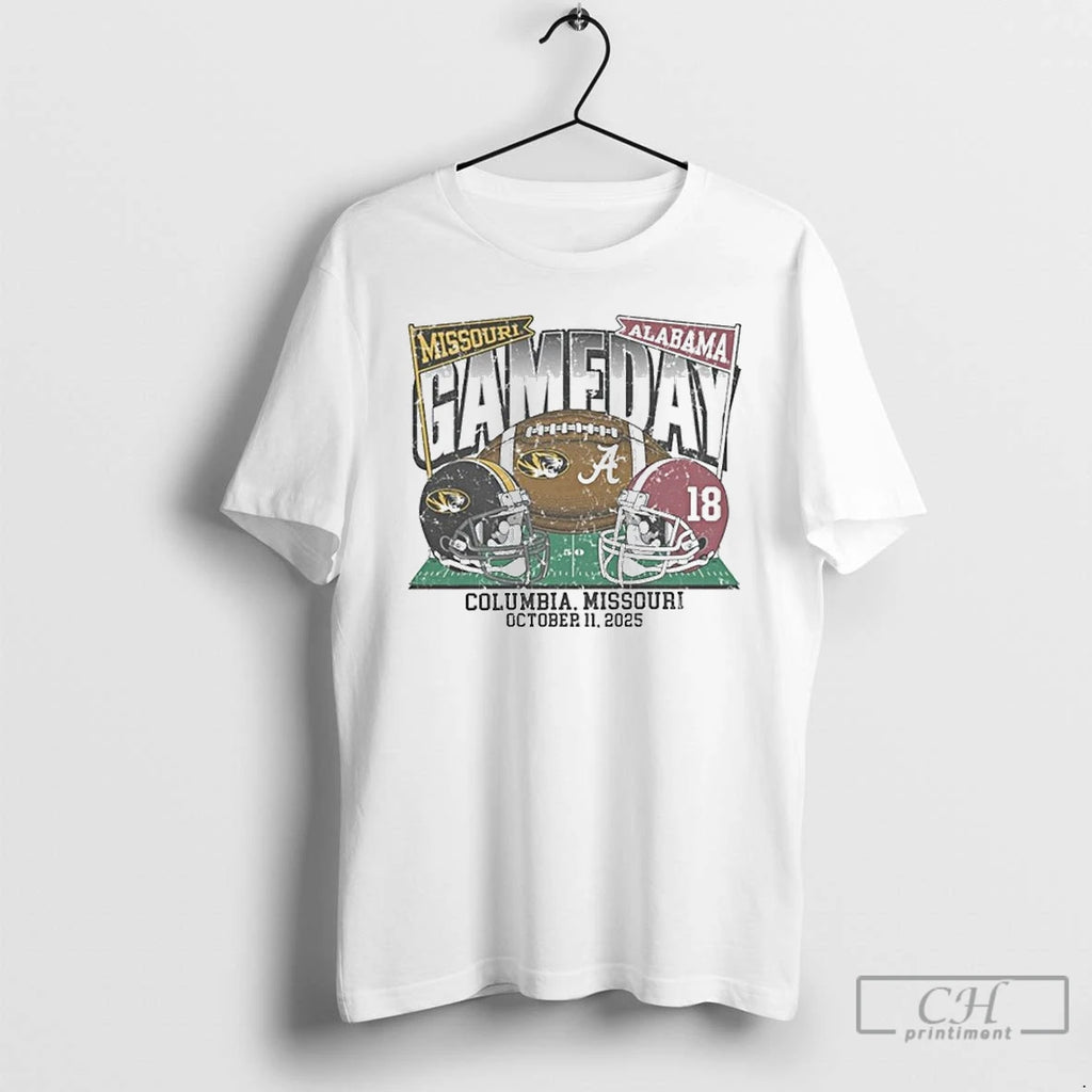Premium Missouri Vs Alabama 2025 Gameday Matchup Helmet T Shirts