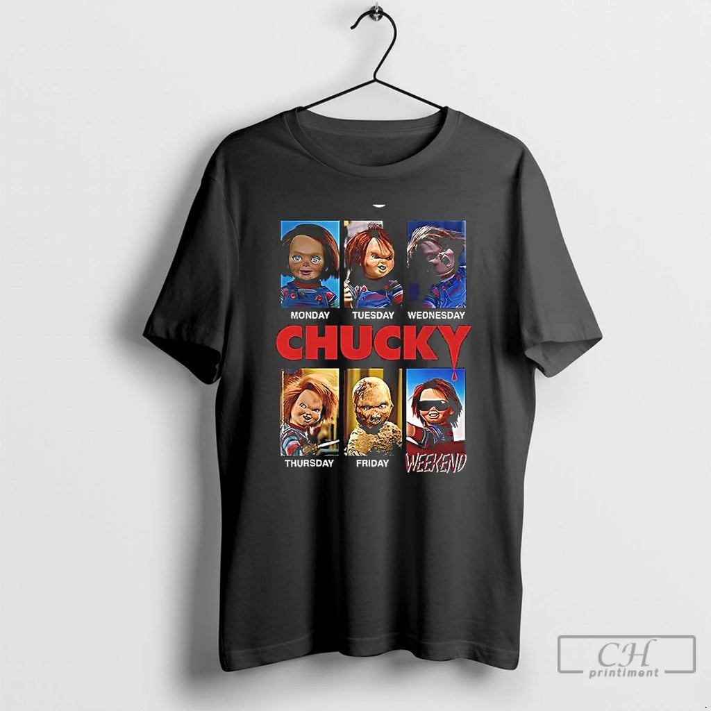 Premium Monday Tuesday Thursday Friday Weekend Chucky Doll Movie Wall Art T Shirts