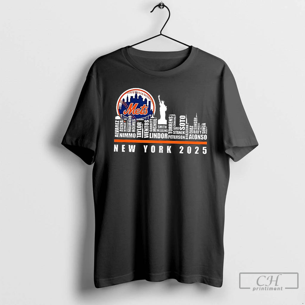 Premium New York Mets 2025 Name City Skyline T Shirts
