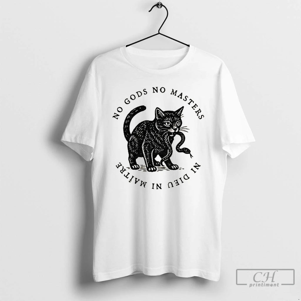 Premium No Kings No Gods No Masters Cat Ni Dieu Ni Maitre Punk T Shirts